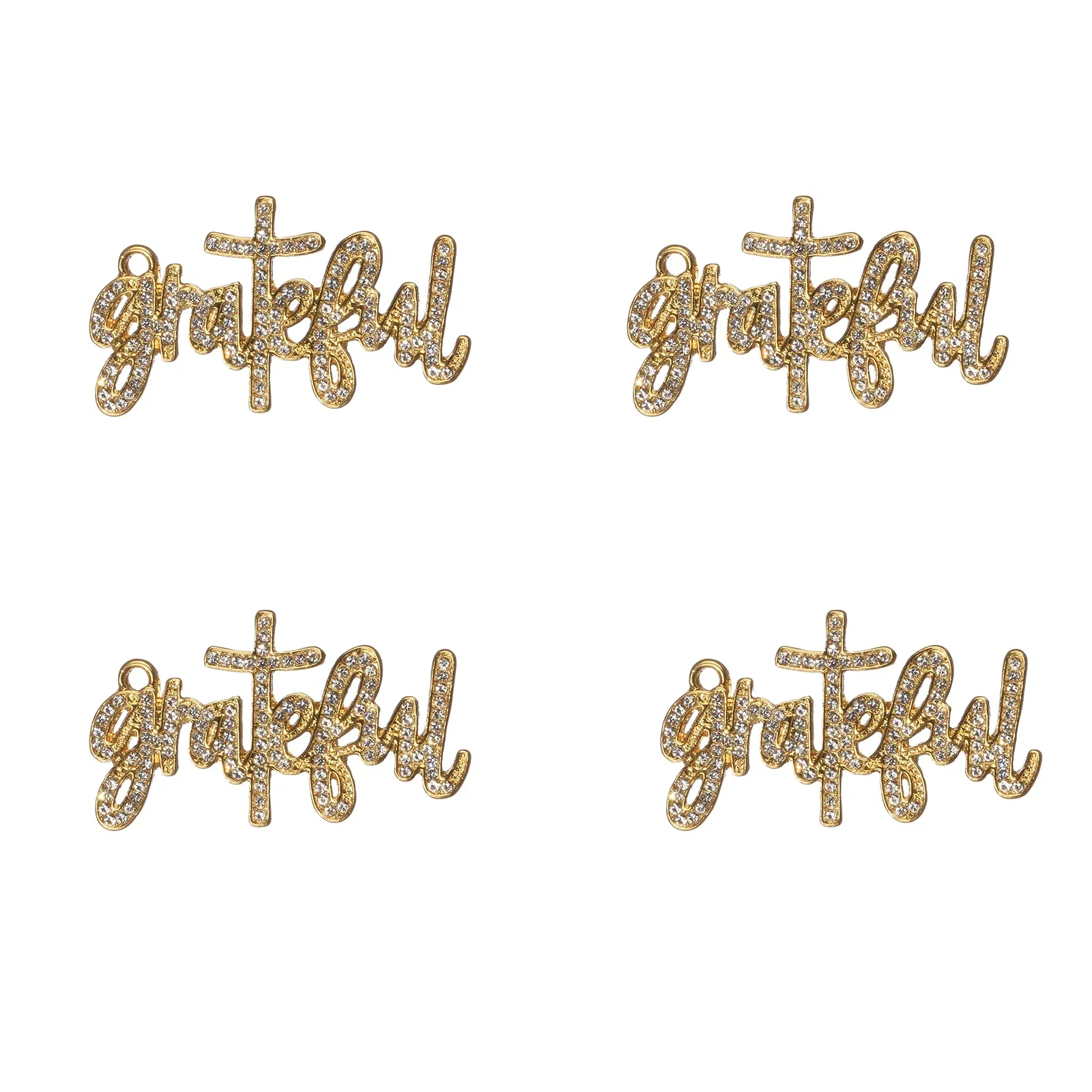 Metal color: Gold-color, Ships From: CHINA - 10pcs Grateful Rhinestone Letter Charms Fit for Bracelet DIY Jewelry Making LTC0337-LTC0340