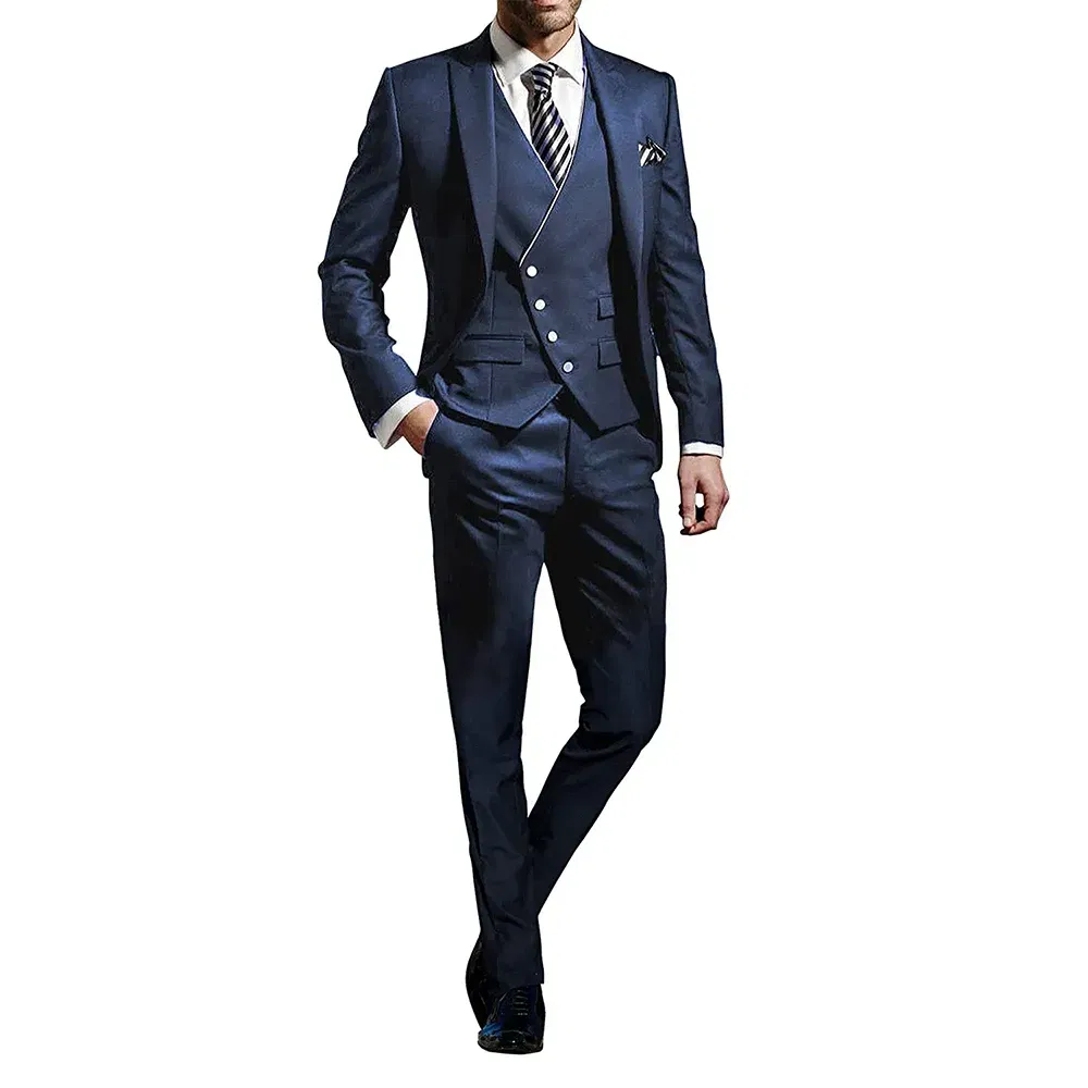 Color: Dark Grey, Size: S, Ships From: CHINA - White Men Wedding Suits Groom Wear Peak Lapel Wedding Groom Tuxedos Business Party Suit 3 Pieces (Jacket+Vest+Pant?‰Costume Homme