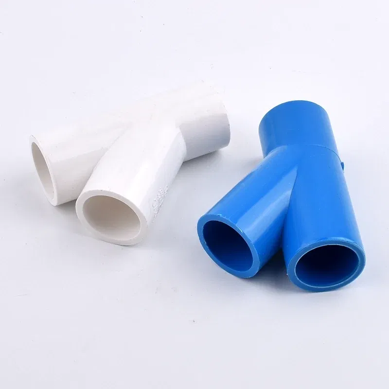 Color: WHITE, Diameter: 3/4'' - 1~10PCS I.D 20/25/32/40mm PVC Oblique Tee 45 Degree Connector Garden Irrigation Aquarium Fish Tank Watering Fittings Joint