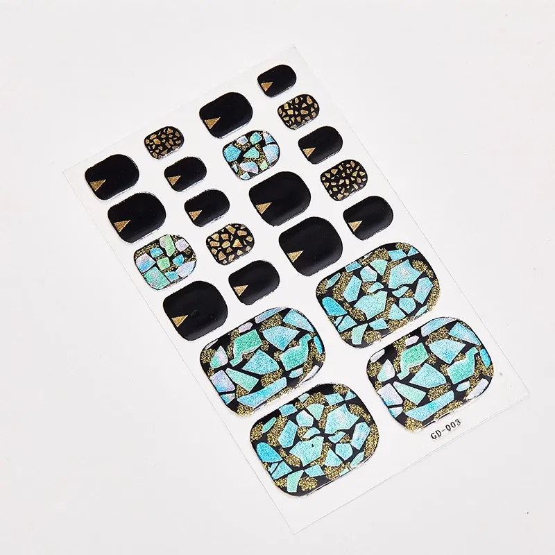 Color: black - 22 Tips/Sheet Valentines Loveliness Full Cover Nail Stickers Fashion Nail Stickers Nail Sticker Set Designed Nail Tape Shiny