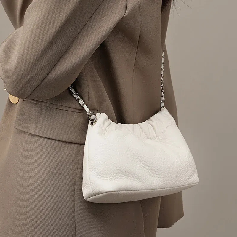 Genuine leather cloud bag Shoulder Bag Handbag Women's Crossbody Bags Cowhide Underarm Small chain Dumpling bag ladies korea