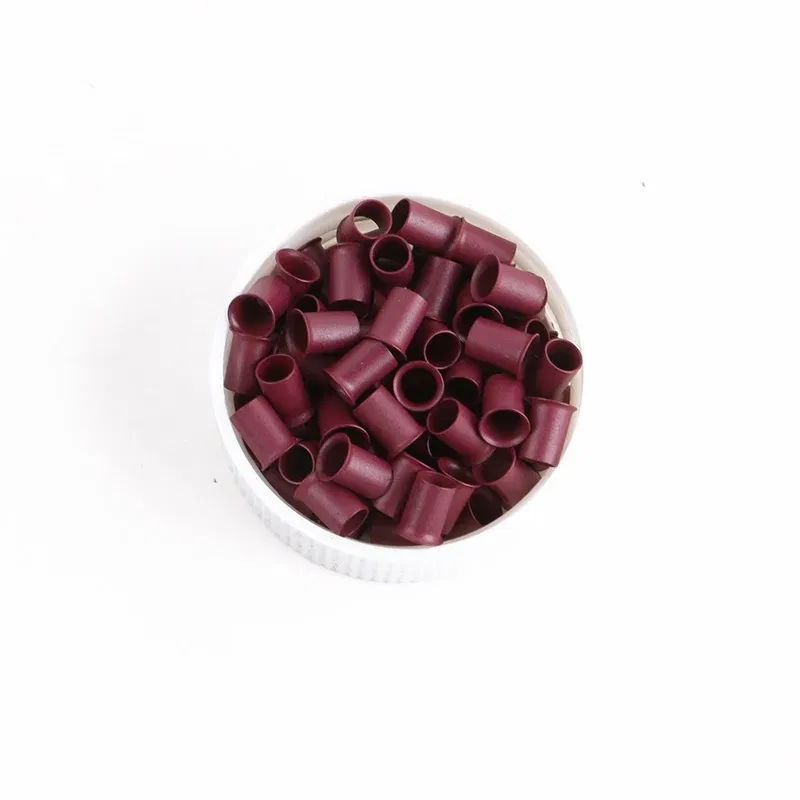 Color: black - 10000pcs/bag 4.0*3.6*6.0mm Copper Flared Flaring Micro Rings Tube Euro Locks for feather human hair extensions tools accessories