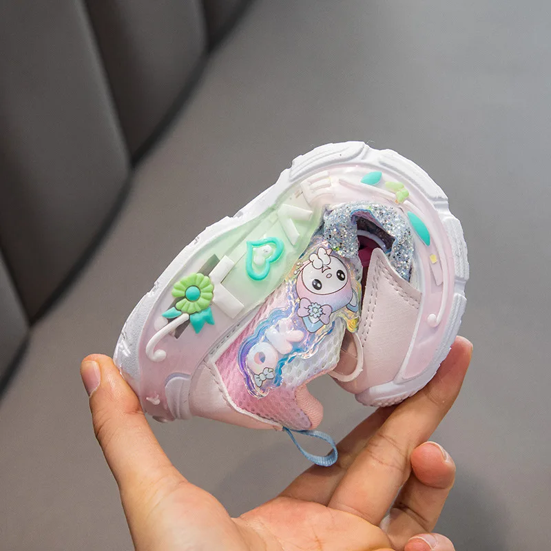 Kids'Casual Shoes Sneakers Led Light Cartoon My Melody?‹ PU Leather For Girls Anti-slip Breathable Pink Pruple Shoes Size 23-36