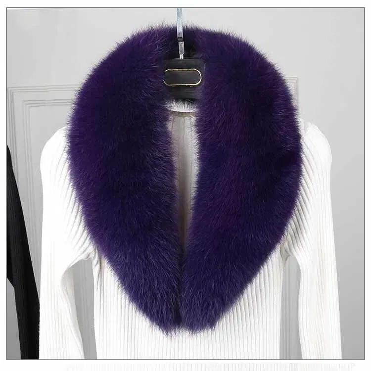 Color: Turquoise, Size: XXXL - 100% Natural Real Fox Fur Collar For Women Men Coat Jacket Fur Scarf Winter Extra Large Size Neck Warmer Fur Scarf Shawls Wraps