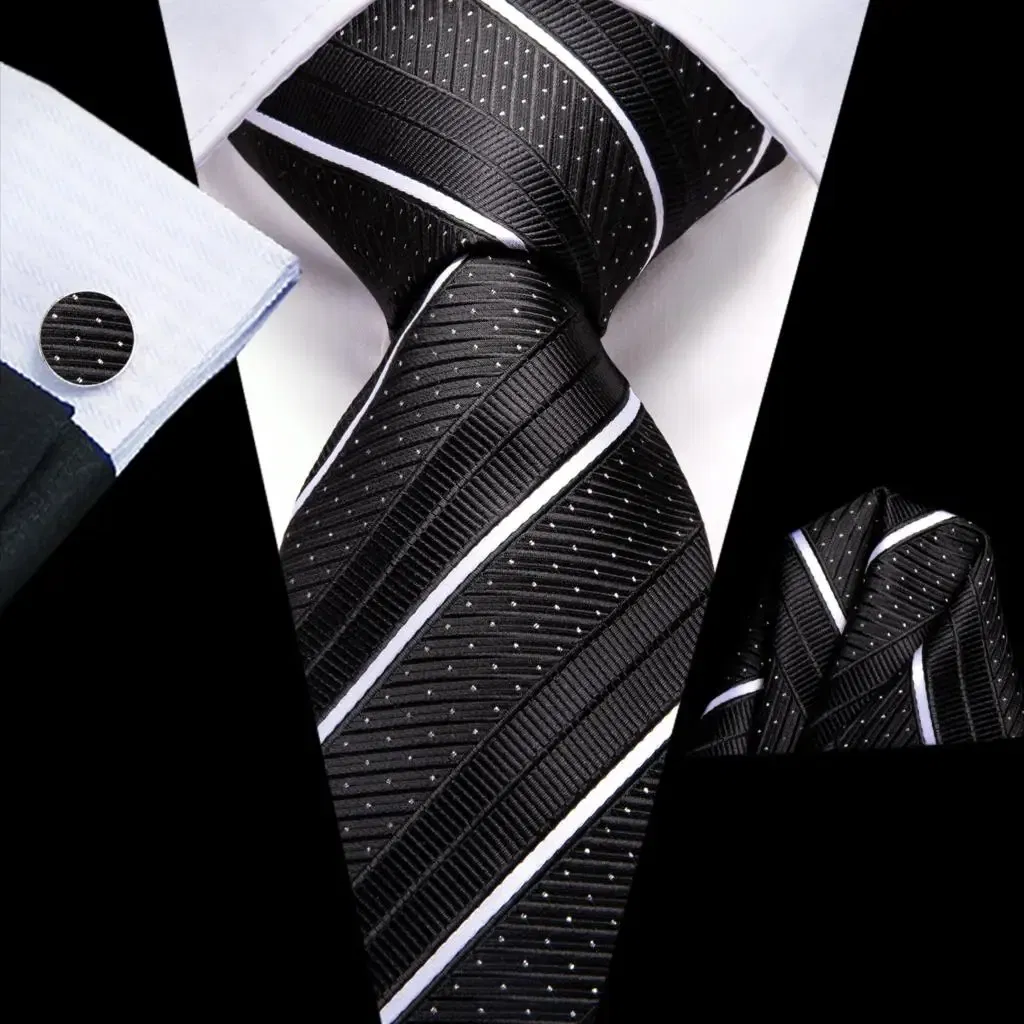 Color: Light Grey - Hi-Tie Purple Paisley Silk Elegent Tie for Men Novelty Design Handky cufflink Tie Set Party Business Wedding Dropshipping
