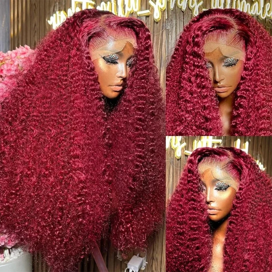 Color: FS1B/99J, Ships From: CHINA, Stretched Length: 10inches, Density: 210% - Red Curly Wigs 99J Burgundy 13X6 Hd Lace Frontal Human Hair Wig Colored Deep Wave Frontal Wig 13X4 Red Lace Front Human Hair Wig