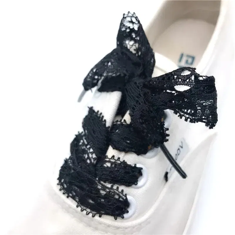 Color: WHITE, Length: 120cm, Ships From: CHINA - 1 Pair New Lace Shoelaces Women's Casual Shoes Fashion Ribbon Shoelace Outdoor Sneakers Black Shoe Laces 80CM/100CM/120CM