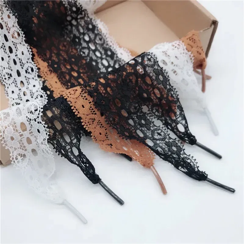 Color: WHITE, Length: 120cm, Ships From: CHINA - 1 Pair New Lace Shoelaces Women's Casual Shoes Fashion Ribbon Shoelace Outdoor Sneakers Black Shoe Laces 80CM/100CM/120CM