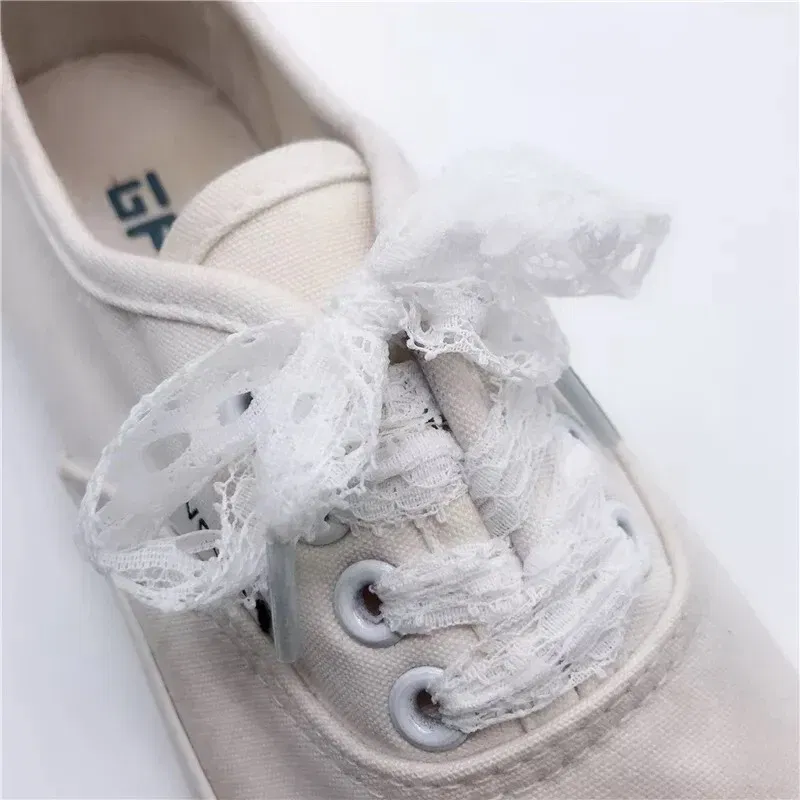 Color: WHITE, Length: 120cm, Ships From: CHINA - 1 Pair New Lace Shoelaces Women's Casual Shoes Fashion Ribbon Shoelace Outdoor Sneakers Black Shoe Laces 80CM/100CM/120CM