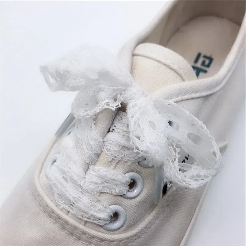 Color: WHITE, Length: 120cm, Ships From: CHINA - 1 Pair New Lace Shoelaces Women's Casual Shoes Fashion Ribbon Shoelace Outdoor Sneakers Black Shoe Laces 80CM/100CM/120CM