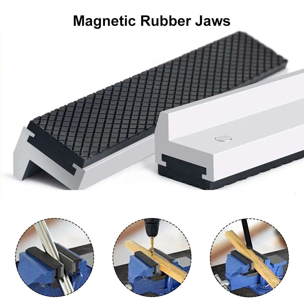 Color: WHITE - Vise Magnetic Protective Cover 4-8'' Jaws Protect Cover Aluminium Alloy Rubber Hand Tools Bench Vise Protector Accessories