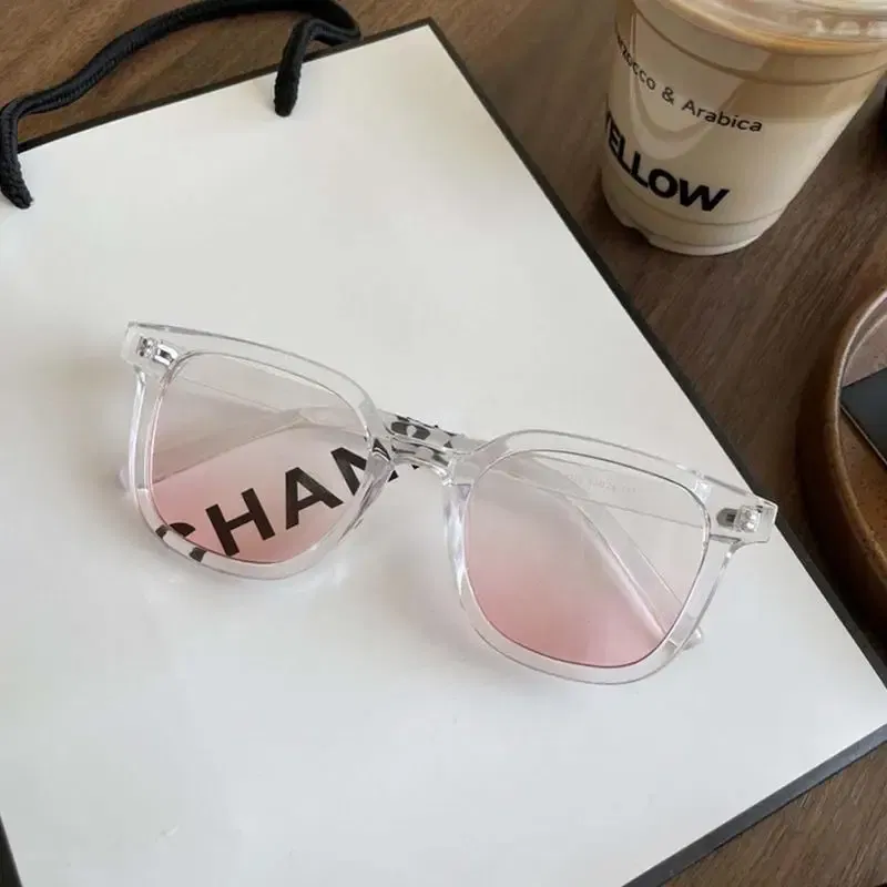 Color: green, Ships From: CHINA - Powder Blusher Glasses Korean Oversized Gradual Pink Sunglasses Fashion Computer Goggle Women's Gift Blue Light Blocking Glasses