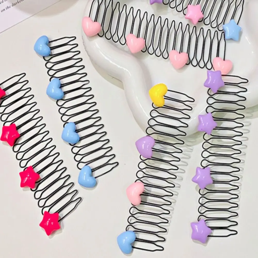 Color: Black - Invisible Broken Hairpin Women Bow Heart Hair Clip Kids Tiara Tools Curve Needle Bangs Fixed Insert Comb Styling Accessories