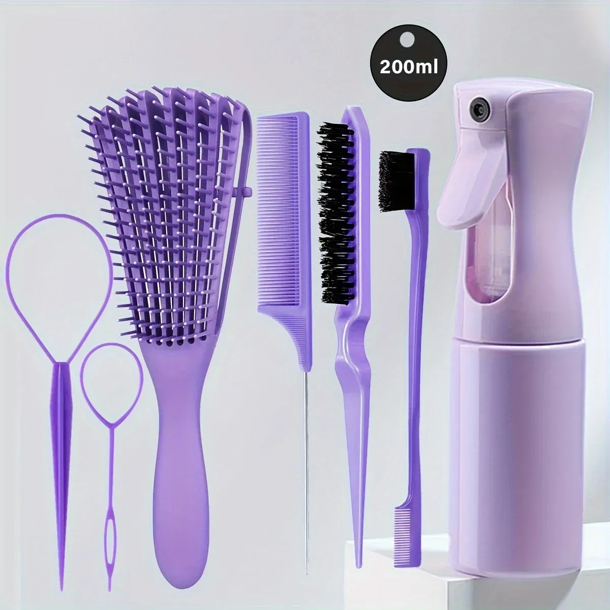 Color: green - 5-Piece Hair Styling Tools Set for Curly/Normal Hair Unisex Adult Unscented Hair Care Kit with Octopus Detangler Brush Comb