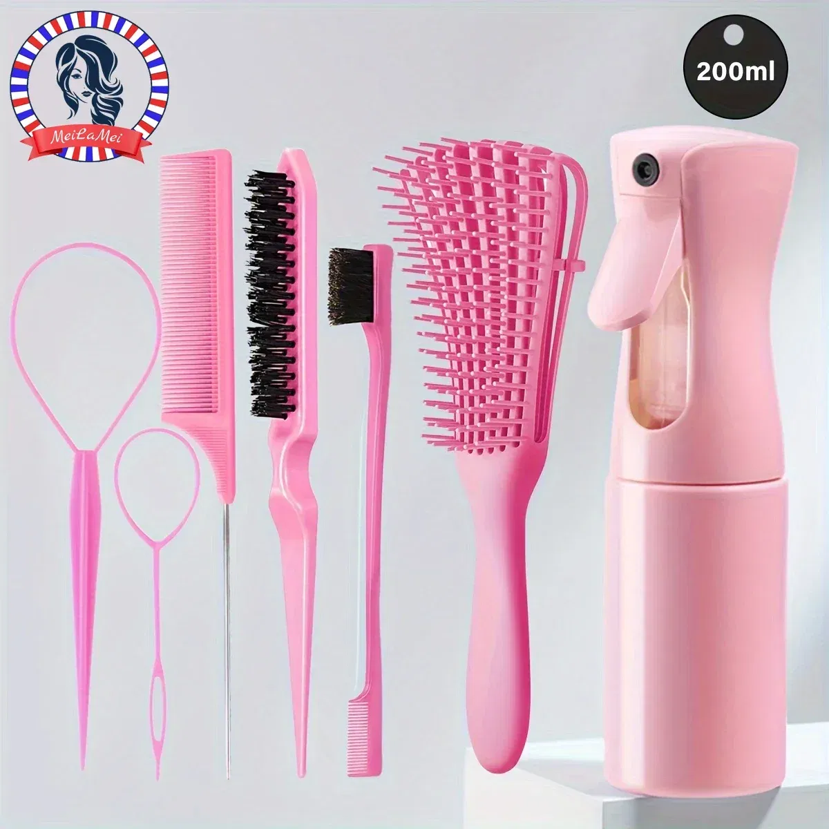 Color: green - 5-Piece Hair Styling Tools Set for Curly/Normal Hair Unisex Adult Unscented Hair Care Kit with Octopus Detangler Brush Comb