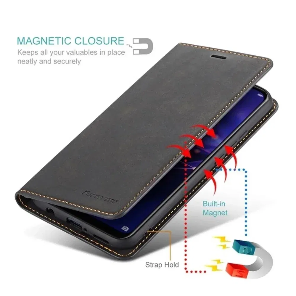 Color: Blue, Material: Genuine Leather - Leather Case for Samsung Galaxy A54 A53 A34 A33 A14 A13 A15 A25 A12 A22 A32 A52s A6 A7 A10 A20e A40 A50 A70 A21s A31 A41 A51 A71
