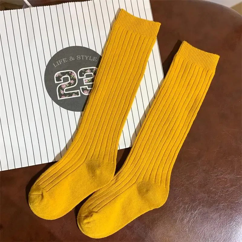 Color: black, Size: 4-6T - Baby Long Socks Over The Knee Little Girls Solid Cotton Socks Spring Autumn Long Crew Socks