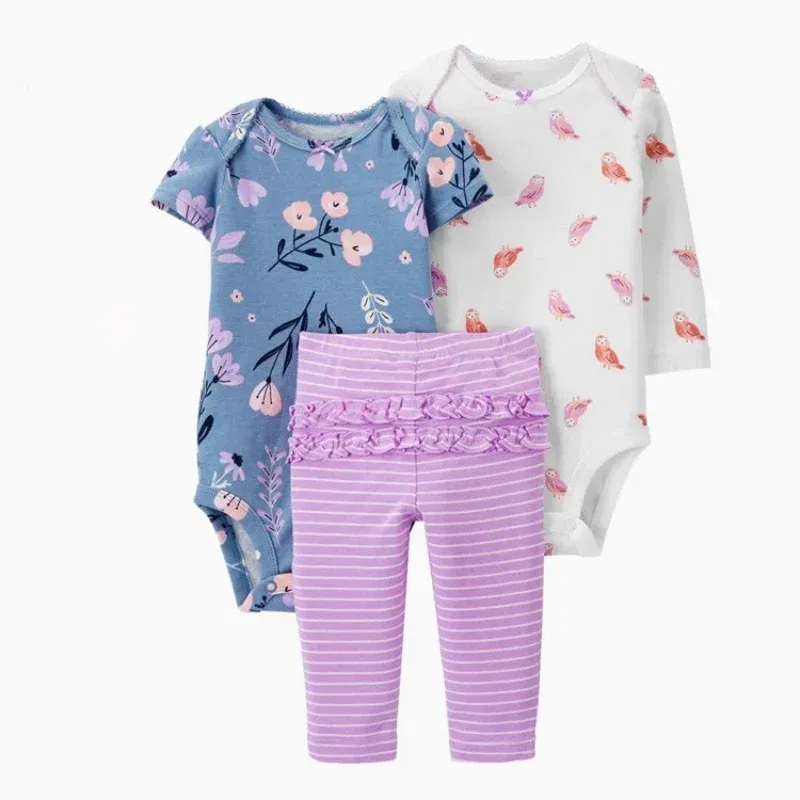 Color: ROYAL BLUE, Ships From: CHINA, Kid Size: 12M - 3PCS Baby Clothing Set Autumn Newborn Baby Girl Pure Cotton Clothes Set Soft Cute Animal Kids Bodysuits+Pants+Romper Bebe 6-24M