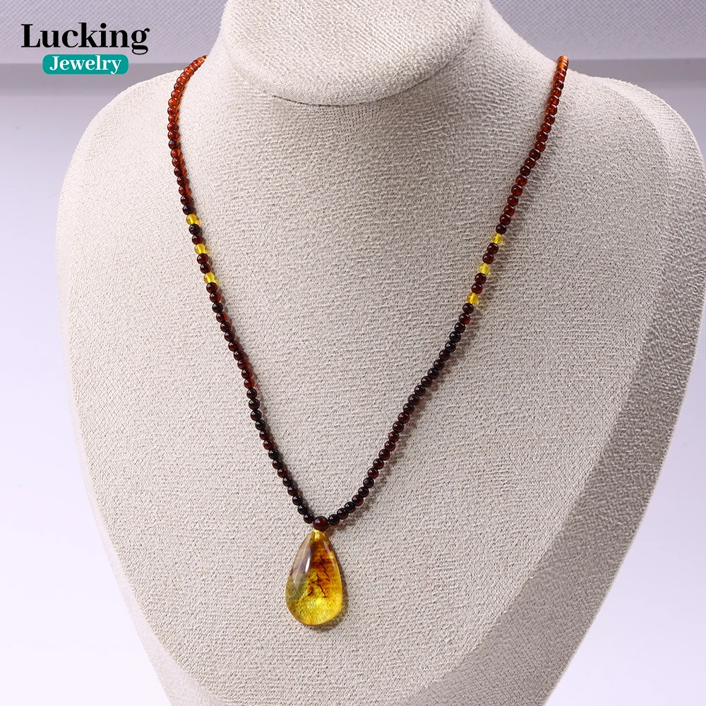 3A Natural Baltic Amber Necklace Gradient Color - Untreated Rare Gemstone for Jewelry Making DIY Or Exquisite Gifts