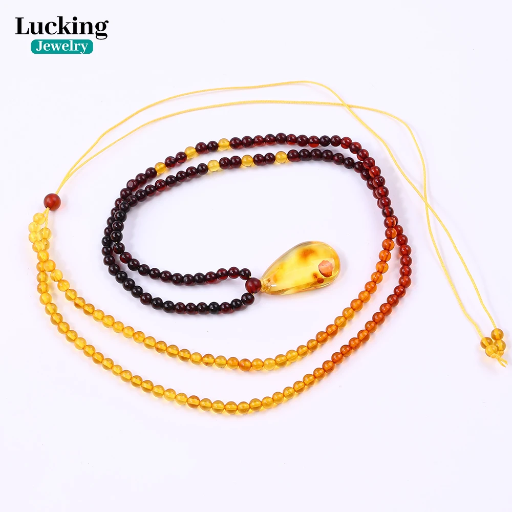 3A Natural Baltic Amber Necklace Gradient Color - Untreated Rare Gemstone for Jewelry Making DIY Or Exquisite Gifts