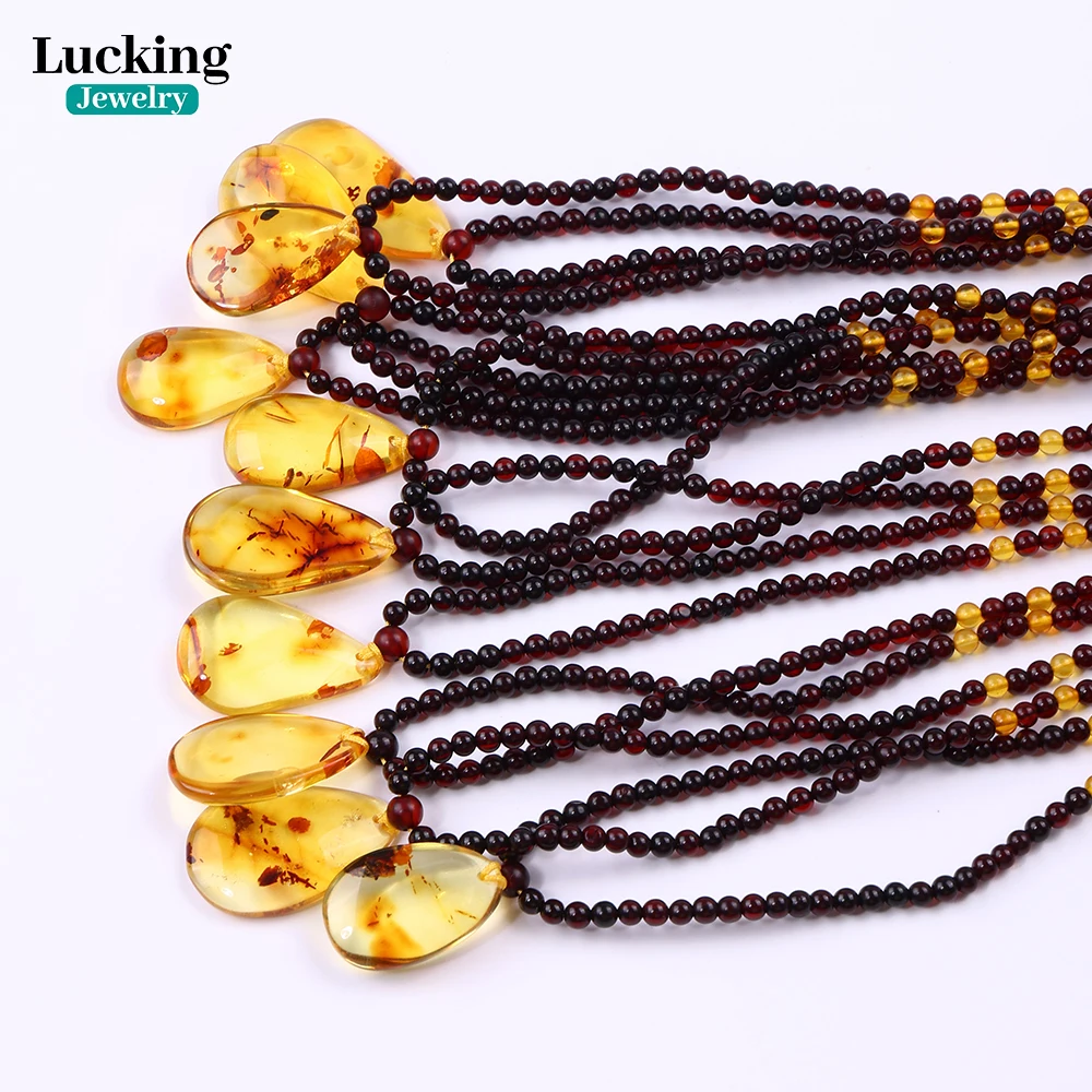 3A Natural Baltic Amber Necklace Gradient Color - Untreated Rare Gemstone for Jewelry Making DIY Or Exquisite Gifts