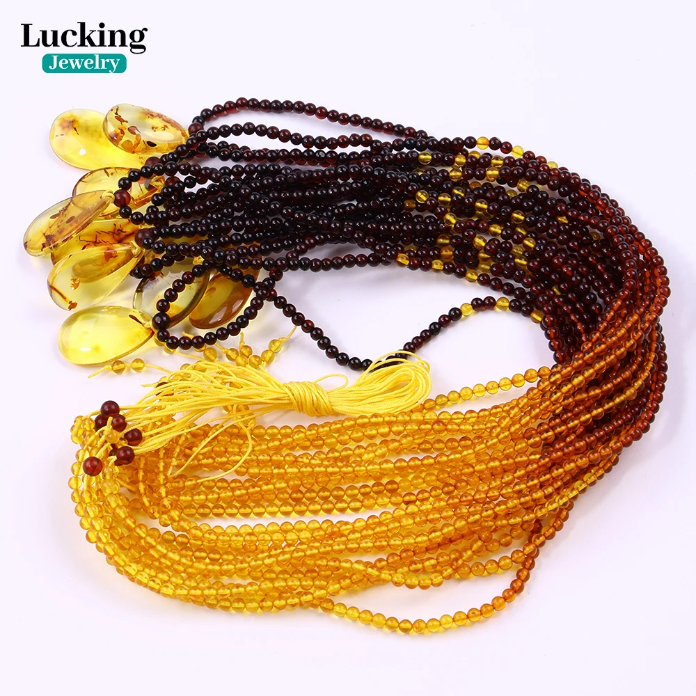 3A Natural Baltic Amber Necklace Gradient Color - Untreated Rare Gemstone for Jewelry Making DIY Or Exquisite Gifts