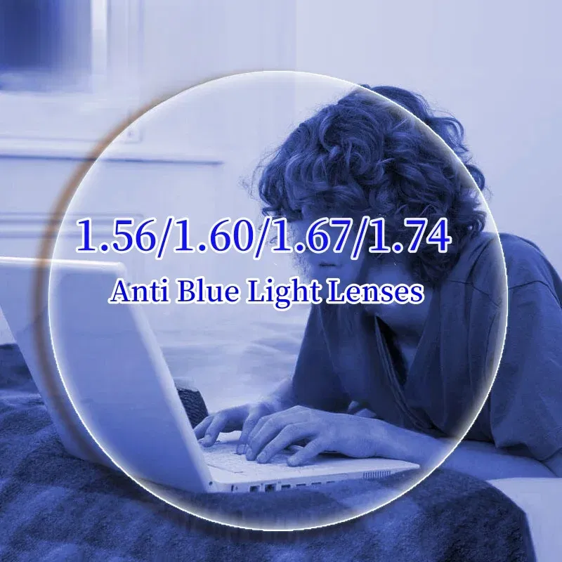 Lenses Color: Blue, Ships From: CHINA, Lens Index: 1.74 - JAEVAR Blue Light Blocking Lenses 1.56/1.61/1.67/1.74 HD Myopia Hyperopia Office Computer Optical Prescription Lenses 1 Pair