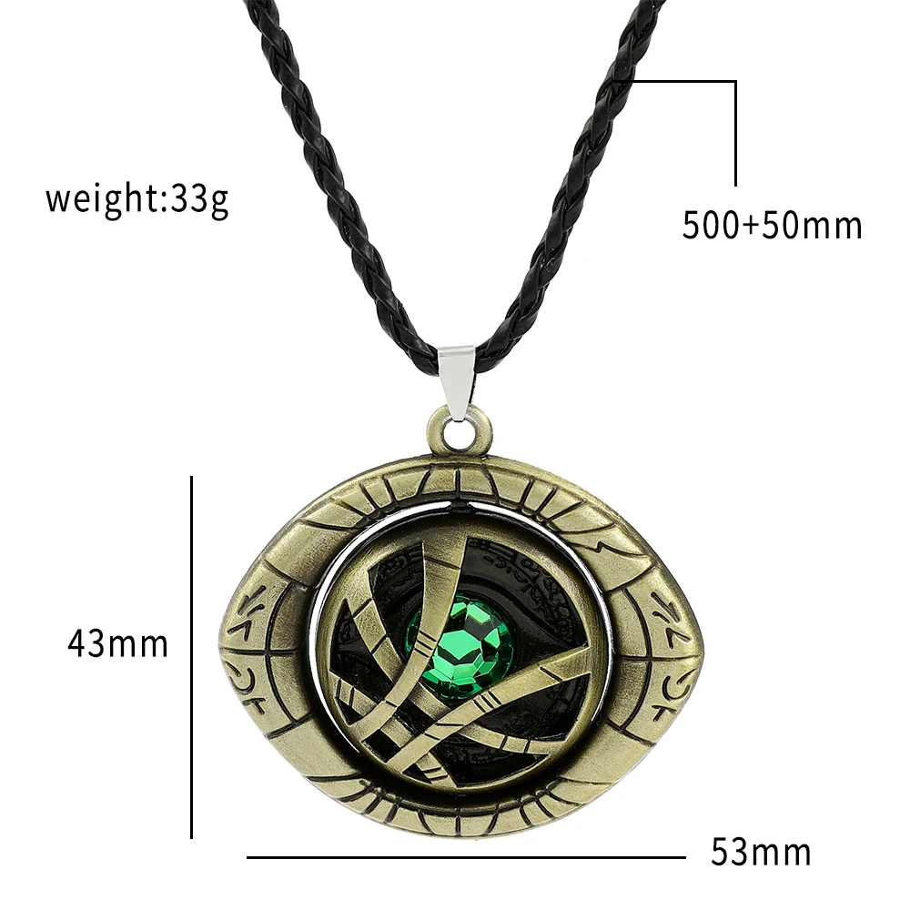 Metal color: Light Yellow Gold Color - Marvel Avengers Dr Strange Necklace Doctor Strange Infinity Time Stones Eye of Agamotto Rotatable Necklace Kpop