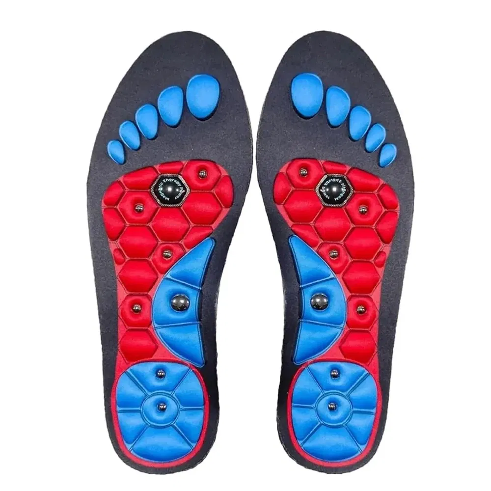 Color: black, Shoe Size: 0.5 - Unisex Magnetic Therapy Foot Insoles Orthopedic Shoe Soles Weight Loss Slimming Massage Acupoints Arch Anti-fatigue Shoes Pads