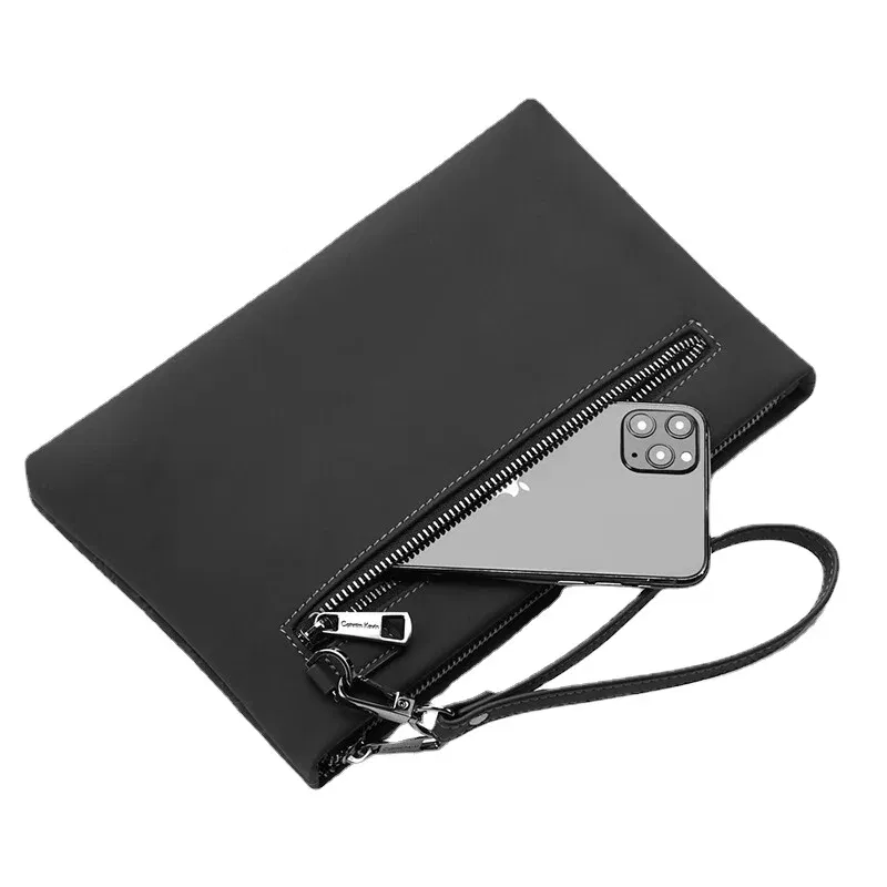 Men's handbag leather hand zipper men's bag casual business hand-held clip envelope wallet to send boyfriend birthday gift