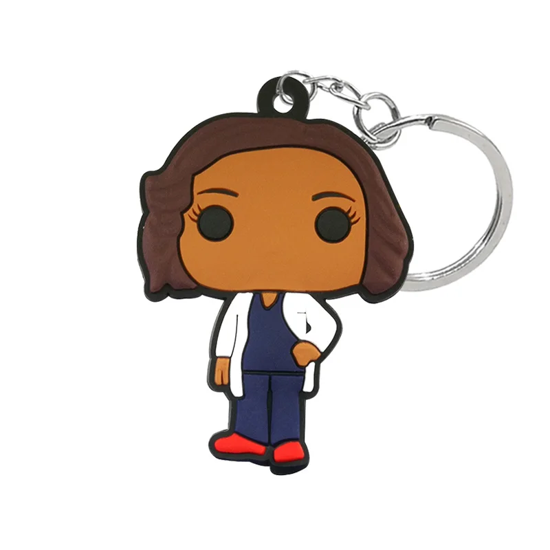 Color: green - 1PCS PVC Rubber Key Ring Classic Anime Figure Mold Doctor Shape Petty Mini Key Holder Accessories Charms Fit Kid Gift Trinkets