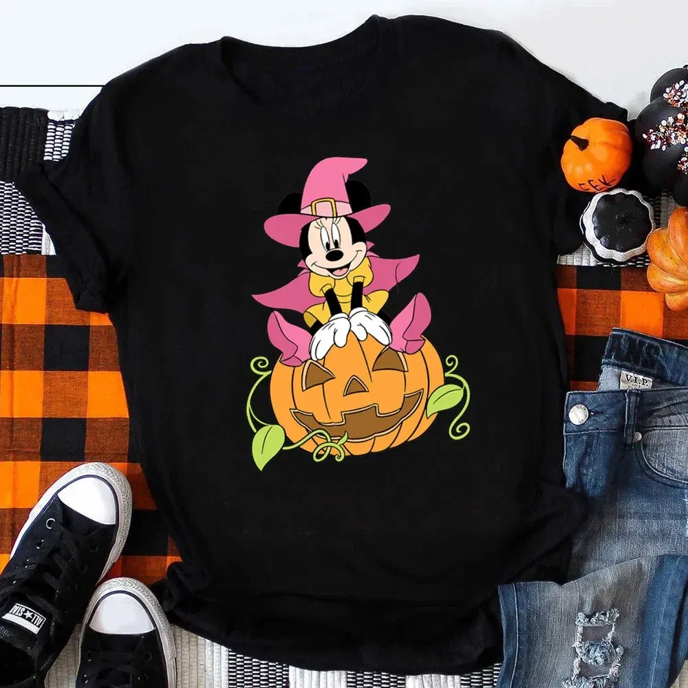 Color: Silver, Kid Size: 4 - Funny Mickey Minnie Mummy Print Disney Children Cotton T Shirts Trick Treat Fashion Halloween Cute Kid Clothes Girls Streetwear