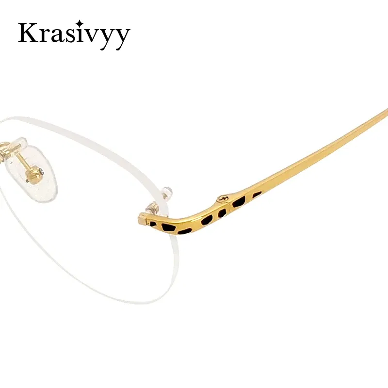 Krasivyy Round Pure Titanium Rimless Glasses Frames Women Luxury Brand Designer Eyeglasses Men Vintage Quality Optical Eyewear
