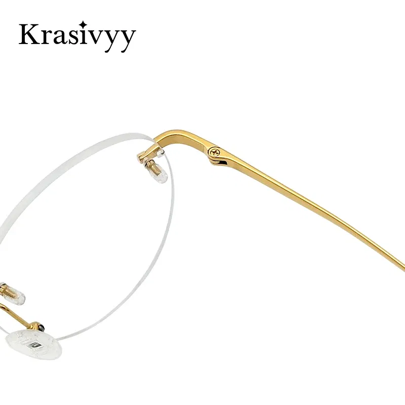 Krasivyy Round Pure Titanium Rimless Glasses Frames Women Luxury Brand Designer Eyeglasses Men Vintage Quality Optical Eyewear