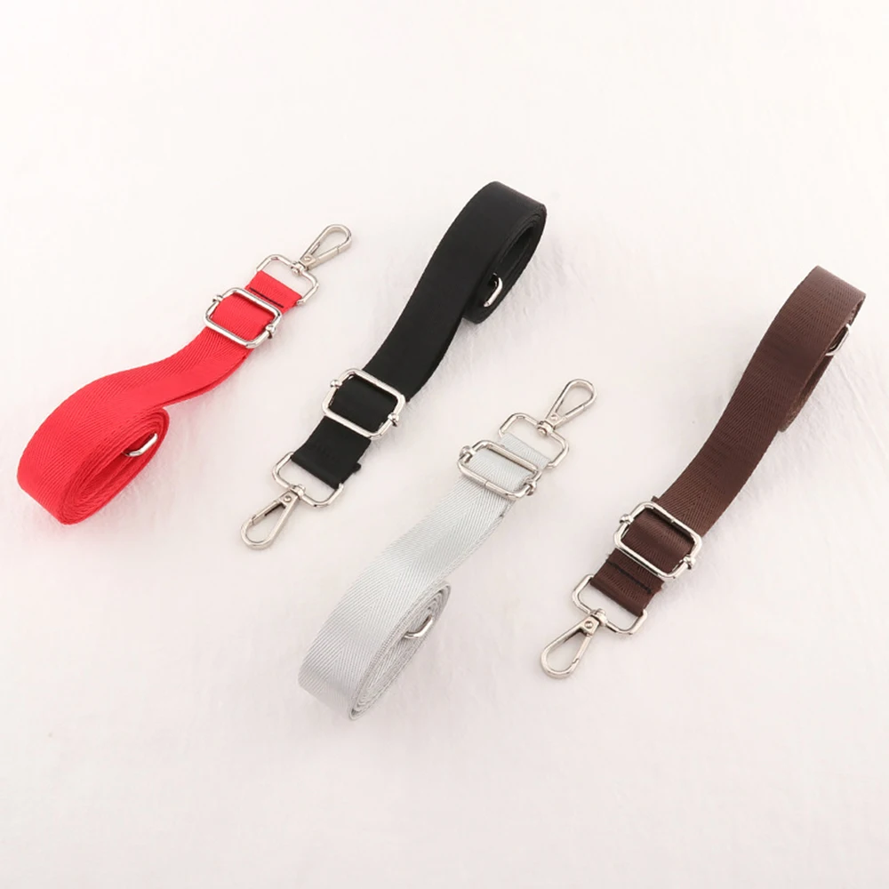 Color: Red - Shoulder Bag Strap Fashion Wide Replacement Strap For Bags Nylon Woman Messenger Bag Accessories Silver Metal Buckle Bag Straps