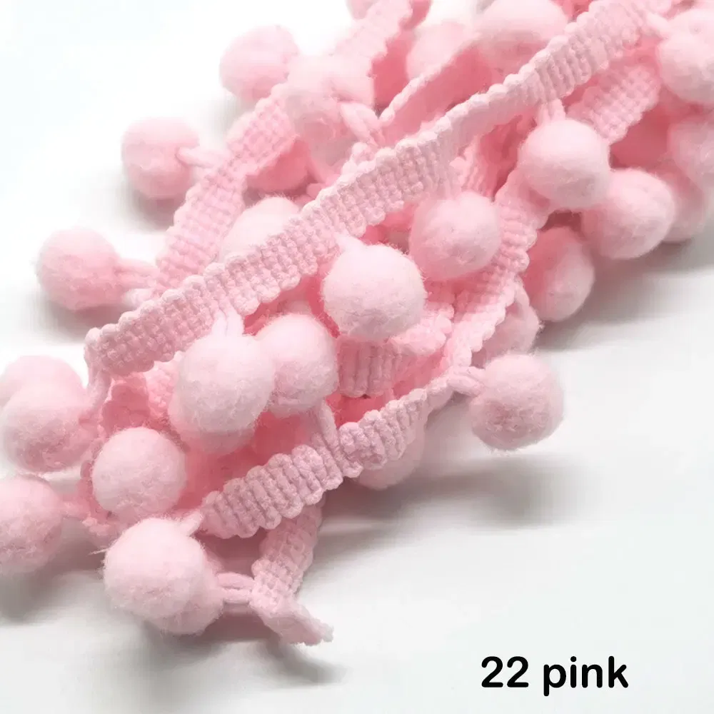 Color: Light Coffee, Size: M - 1-5yard Pom pom Fringe Lace Ribbon Pompom Trim Ball Fabric DIY Sewing Tassel Lace Kintted Fabric Handmade DIY Craft Accessorie
