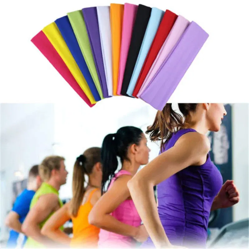 Color: WHITE - Sweatband Headband Elasticity Sweat Bands Stretch Head Hair Band Sports Safety Yoga Basketball Gym Sport for Men and Women