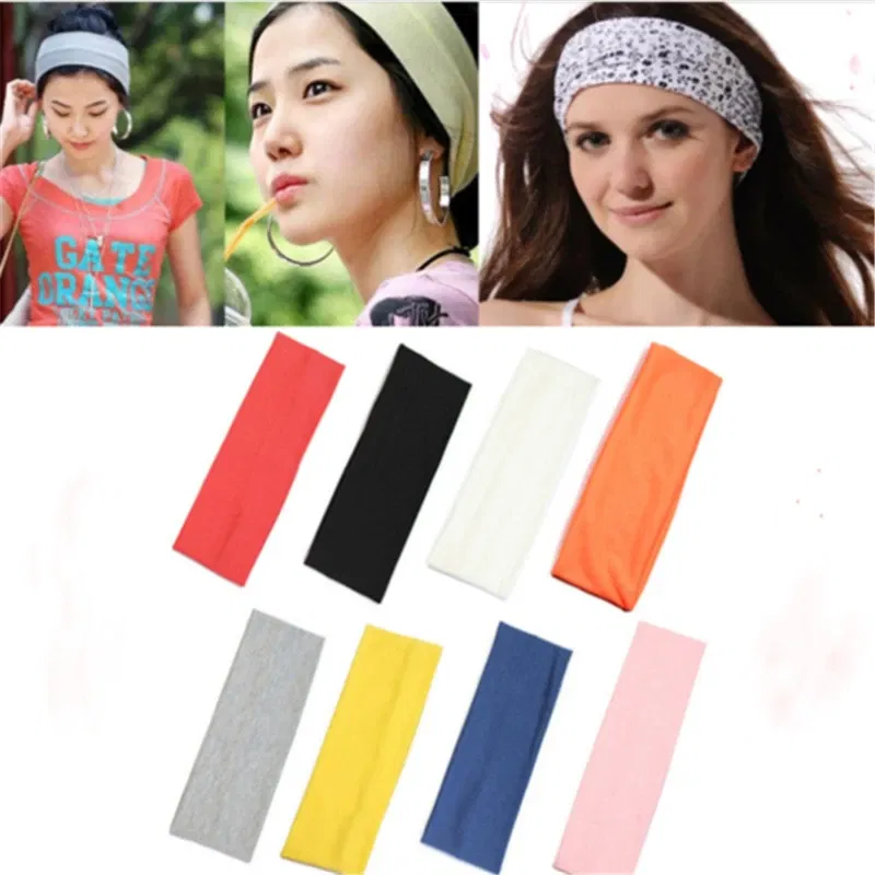 Color: WHITE - Sweatband Headband Elasticity Sweat Bands Stretch Head Hair Band Sports Safety Yoga Basketball Gym Sport for Men and Women