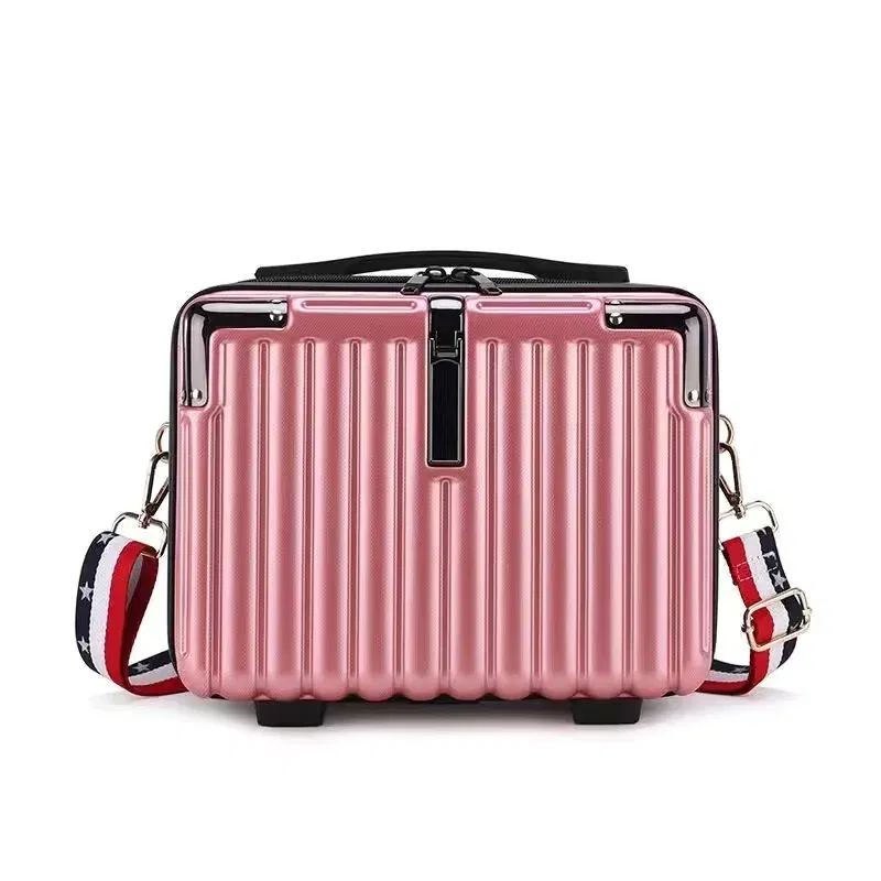 Color: Brown - Mini Luggage Travel Bag Handbag Shoulder Bag Fashion Makeup Case 14 Inch Backpack Multifunctional Portable PC Bags Hand Bags
