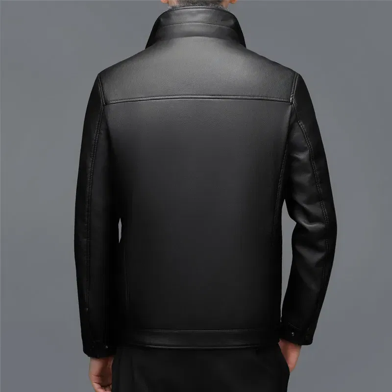 YX-6501 Winter New Men's Genuine Leather Jacket, Collar, Sheepskin Down Jacket, Warm And Thick White Duck Down Coat, Autumn