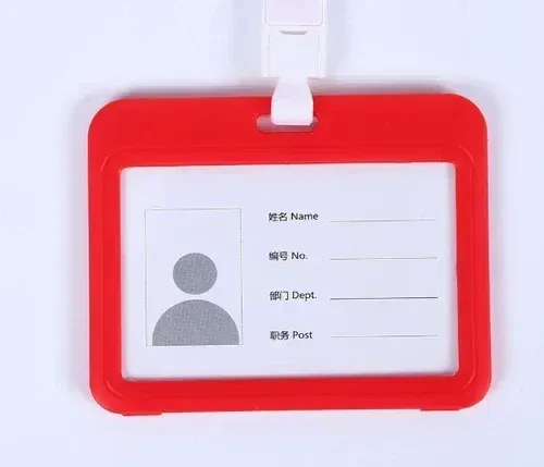 Color: Orange/Black - Unisex Colorful Employee Id Case with Lanyard Double Side Id Credit Card Holder Access Bus Card Case Badge Holder Card Sleeve