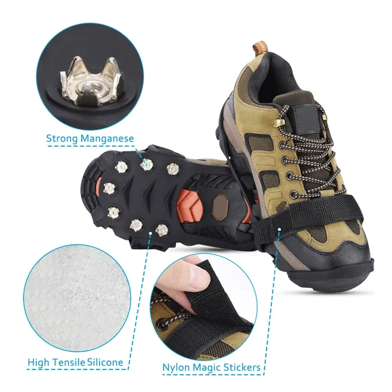 Shoe Size: 13, Ships From: CHINA - 11 Teeth Crampons Outdoor Hiking Climbing Snow And Ice Gripper Anti-slip Covers for Winter Shoes Spikes Snow Shoe Accessories