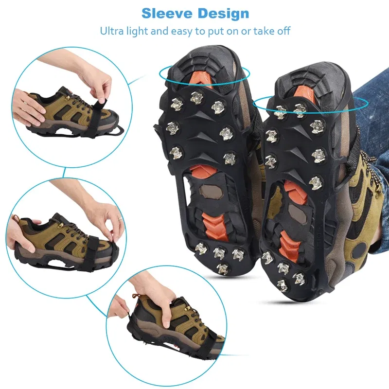 Shoe Size: 13, Ships From: CHINA - 11 Teeth Crampons Outdoor Hiking Climbing Snow And Ice Gripper Anti-slip Covers for Winter Shoes Spikes Snow Shoe Accessories