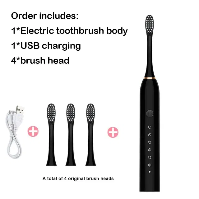 Color: MULTI - Sonic Electric Toothbrush Adult Smart Timing Tooth Brush Teeth Clean Whitening Fast USB Rechargeable Toothbrush Replacement Head