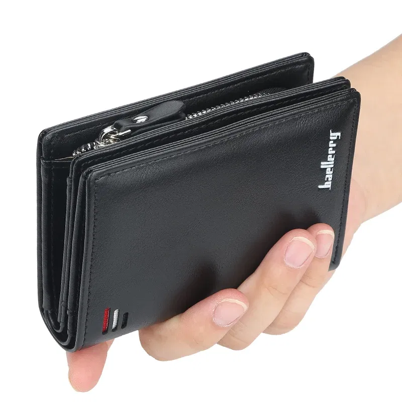 Color: black - 2025 New Wallet Short Wallet Hot Sale Retro Multi-card Short Wallet Multifunctional PU Waterproof Wallet Coin Clip Wallet
