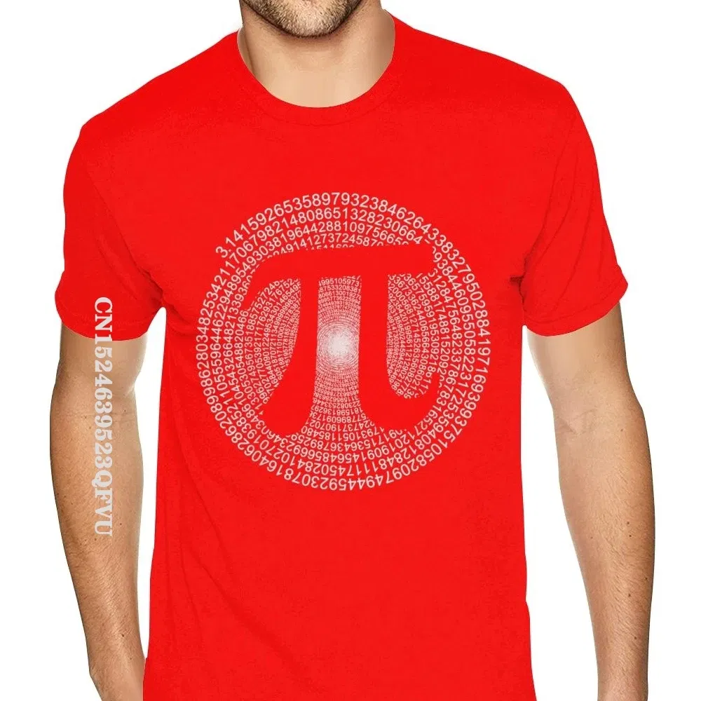 Color: Red, Size: XL - Classic Pi T Shirt 3,14 Pi Number Symbol Math Science Gift Tee Shirts For Men Make Your Own Soft Cotton HipHop Print Tee