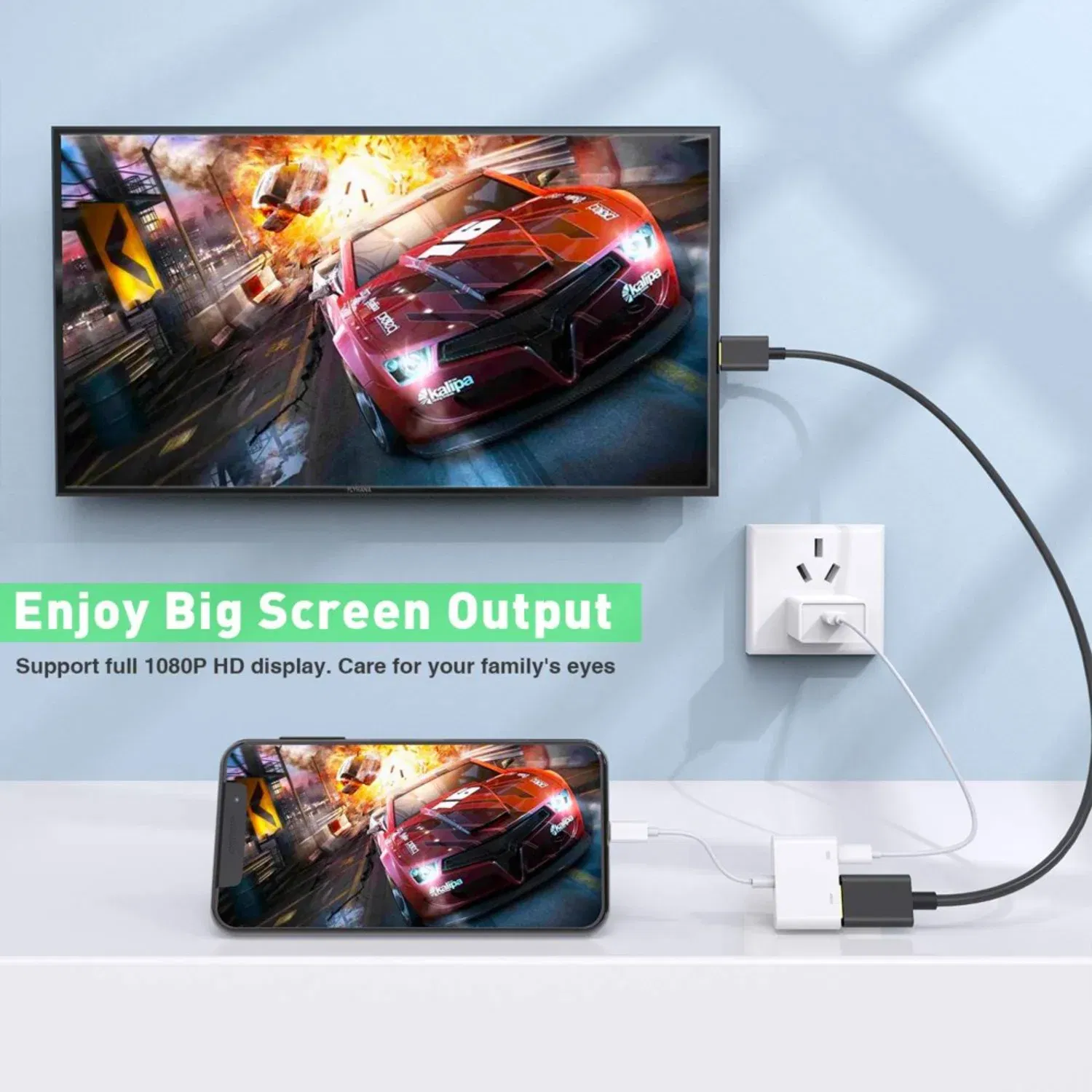 Color: indigo, Specification: 32mm, Ships From: CHINA - adapter for iPhone to TV, 1080P Digital AV Adapter, Synchronization Screen HDMI Connection and Ipad, Power Supply Req