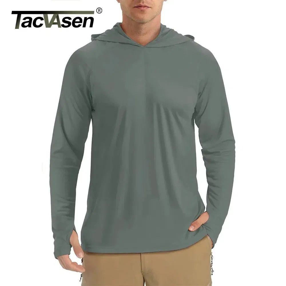 Size: XXL, Color: GRAY - TACVASEN Summer Men's Long Sleeve Sun/UV Protection T-Shirt UPF 50+ Performance Hiking Running Quick Dry Hoodie Tee Shirts