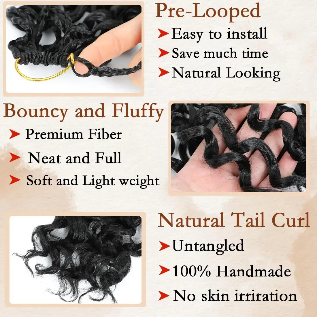 Color: #1B, Stretched Length: 14inches, Bulk Buy: 3Pcs/Lot - Box Gogo Curl Crochet Hair for Black Women Pre looped Short Ocean Wave Crochet Hair Water Wave Beach Curl Crochet Braiding Hair