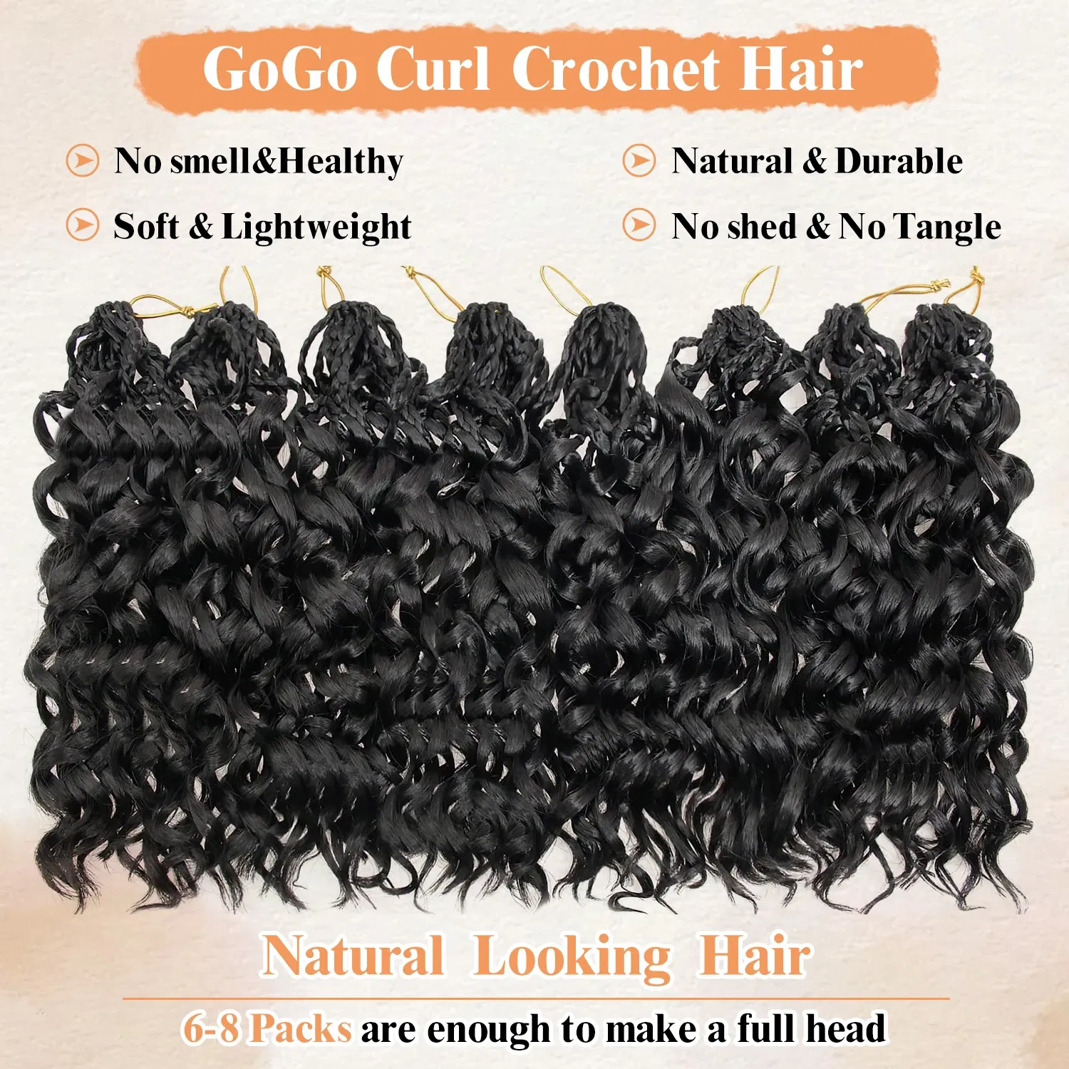 Color: #1B, Stretched Length: 14inches, Bulk Buy: 3Pcs/Lot - Box Gogo Curl Crochet Hair for Black Women Pre looped Short Ocean Wave Crochet Hair Water Wave Beach Curl Crochet Braiding Hair